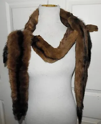 Vintage Four 4 Full Length Pelt Mink Fur Wrap Scarf Glass Eyes Crochet Clip • $29.99