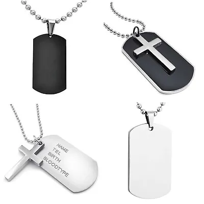 Dog Tags Military Cross Markers Army Style Dog Tag 22 Inch Ball Chain Necklace • £3.93