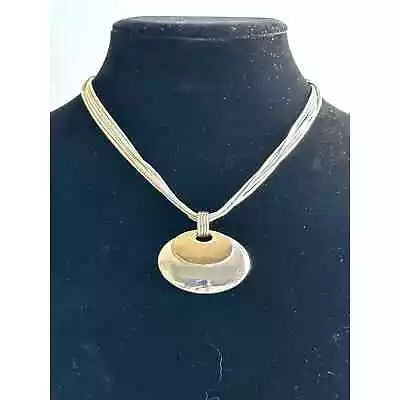 Vintage Napier Multi-Strand Silver Tone Chaine W/2 Tone Pendant Neclace  • $18