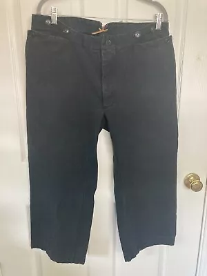 36x24 Mens Handmade Black Cotton Jean Civil War Mule-ear Pockets Pants Trousers • $59.99