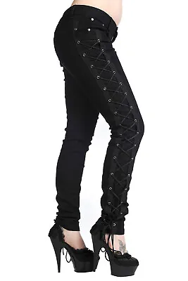 £38.99 • Buy Women’s Gothic Lace Up Alternative Rockabilly Skinny Jeans Trouser Goth Punk Emo