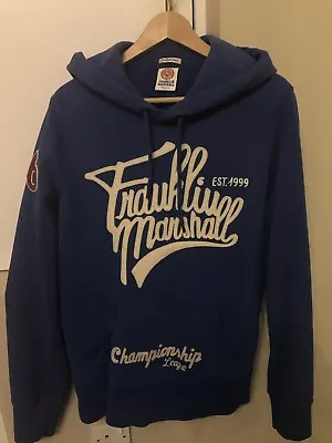 Mens Franklin Marshall Blue Hoodie With Pocket And Logos Hooded Sweatshirt Small • £30