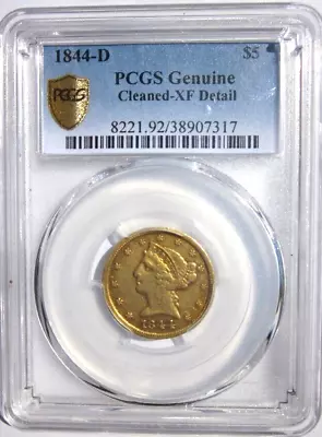 1844-d Liberty Head Half Eagle $5 Dollar Gold Coin Pcgs Xf De Rare Dahlonega • $5150