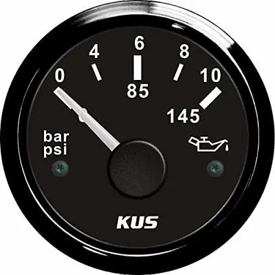 Pactrade Marine Boat Kus DN52mm Black Oil Pressure Meter 0-10Bar Gauge For Boat  • $23.99