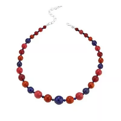 HSN Jay King Sterling Silver Multi-Colored Coral & Lapis 16  Beaded Necklace  • $39.99