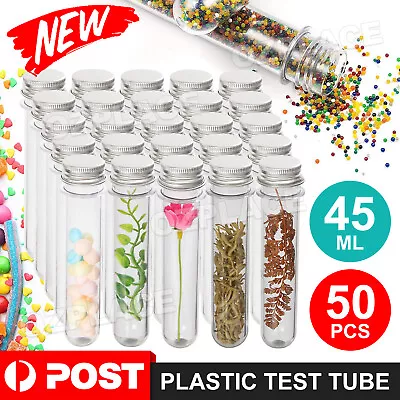 50pcs 45ML Plastic Lab Test Tubes Metal Cap Screw Lid Round Bottom Wedding Party • $18.85