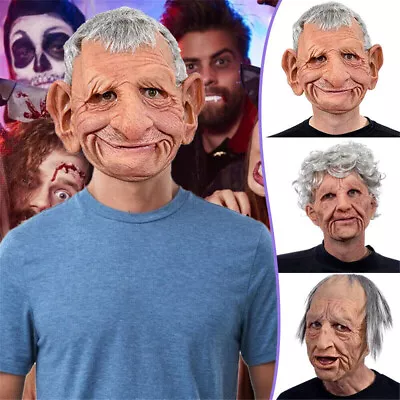 Old Man Mask Latex Cosplay Party Realistic Full Face Mask Headgear Role Play AU/ • $24.59