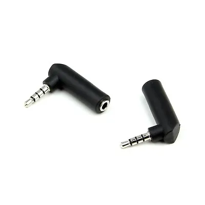 2 Pcs Right Angle Angled 3.5mm Male 4 Pole Headphones Mic Jack Adapter Convertor • £2.85