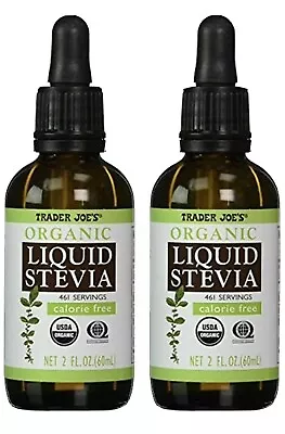 🔥2-Pack Trader Joe's Organic Liquid Stevia Sweetener Sugar-Free 2oz Vegan (2)‼️ • $19.95