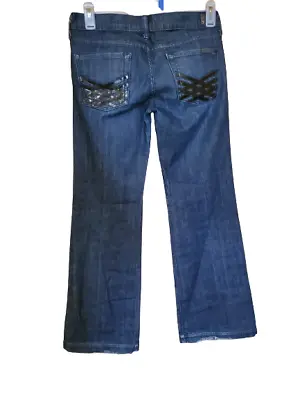 7 For All Mankind Dojo Patent Leather Lattice Pocket Dark Wash Jeans Size 29 • $40