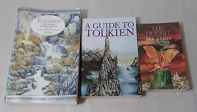 J R R TOLKIEN - 3 BOOK SET - HOBBIT 50th LORD OF THE RINGS Tolkien GUIDE • £9.99