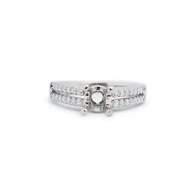 A. Jaffe Ladies 18K White Gold Two Row Shared Diamond Semi Mount Engagement Ring • $1160