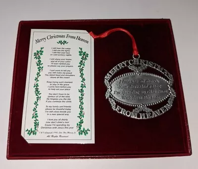 Merry Christmas From Heaven Pewter Ornament Loved One Memorial Tree Decoration • $17.50