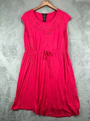 Spense Dress Womens Large Pink Knit Tie Waist Sleeveless Casual Ladies • $18.99