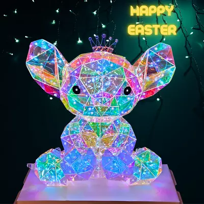 LED Stitch Night Light Table Lamp Hologram Beautiful Color Changing Room Decor • £29.99