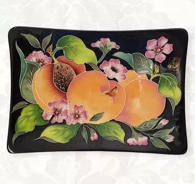 Blue Sky Clayworks J. McCall “Icing On The Cake  Peaches Jeweled Blooms Gold Rim • $24.99