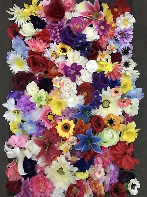 50 Mixed Flower Heads Joblot Artificial Silk Flowers Wedding Craft Art Fake Rose • £19.95