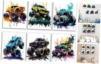 Monster Truck Posters Wall Art Prints For Boys Room DecorWatercolor Monster  • $24.47