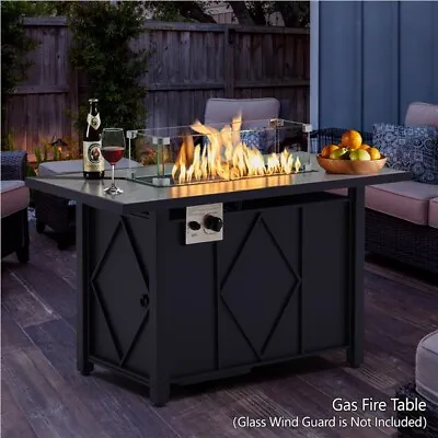43 In Propane Fire Pit Table 50000 BTU Firepit Table W/ Ceramic Tabletop Patio • $204.99