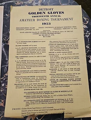 RARE 1953 Detroit Golden Gloves Boxing Tournament Entry Form. CYO ENTRY FORM • $19