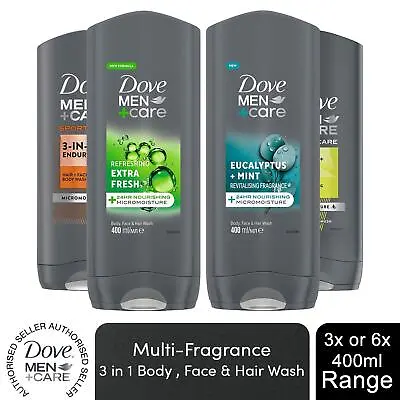 Dove Men+Care Body & Face Wash Micro Moisture Shower Gel 3x Or 6x 400ml • £12.49