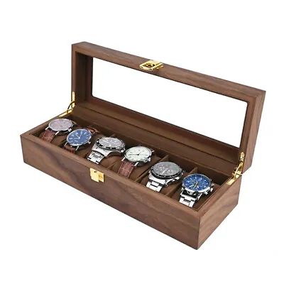 Luxury Watch Box Watch Case Wooden Watch Display Storage Box 6Grids Gift For Men • £21.08