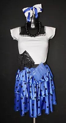 Ladies 1980’s 90’s Costume Blue Ra Ra Fancy Dress Uk 8 10 12 • £14.99