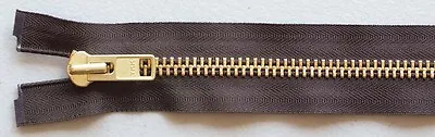 Brown #10 Solid Brass Heavy-Duty Separating Metal Zippers By YKK ® Brand - Brown • $8.50