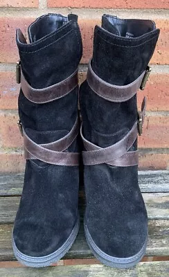 Mantaray Black Suede Boots Ladies Size Uk 6/39 • £19.99