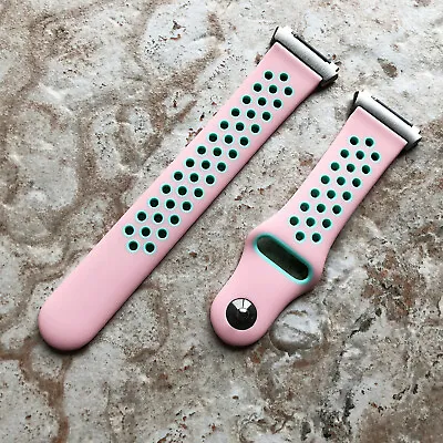 Pink With Teal Smooth Rubber Silicone Sports Band Strap For Fitbit Ionic • $27.24