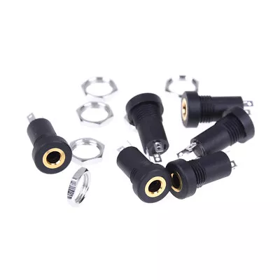 2pcs 3.5MM Audio Jack Socket 3 Pole Black Stereo Solder Panel Mount With Nut*oa • £2.18