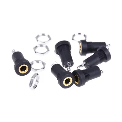 2pcs 3.5MM Audio Jack Socket 3 Pole Black Stereo Solder Panel Mount With Nut`uk • £2.23