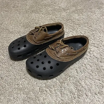 Crocs. Leather Top Shoes. Black/brown. Size 9 • £45.50