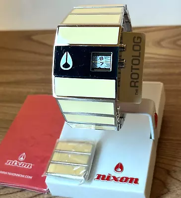 Nixon The Rotolog White Cream Color Watch Working Condition Turn On Light W/Link • $182