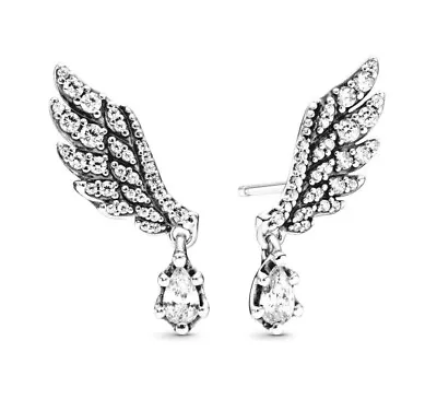 100% Authentic Pandora Angel Wing Sterling Silver Earrings  • $50