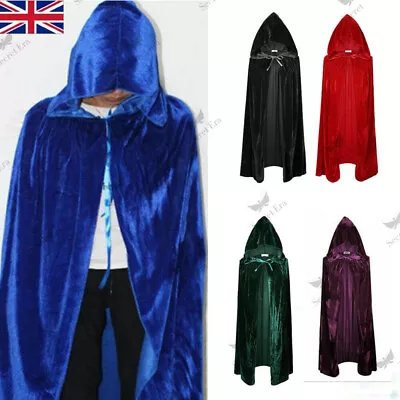 Halloween Unisex Cosplay Death Long Hooded Cloak Wizard Witch Medieval Cape Xmas • £9.99