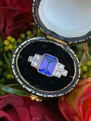 £81.98 • Buy 2Ct Emerald Cut Tanzanite Art Deco Women's Engagement Ring 14K White Gold Over
