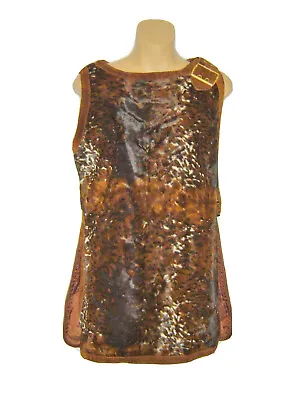 £43.79 • Buy Francesca For Damon 1970s Vest Hippie Animal Skin Tunic W/Buckles Lined Size 10