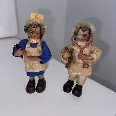 Mini Steiff Mecki Hedgehogs  1960s -: Set Of 2 - Vintage Peter Doctor Nurse • $48.38