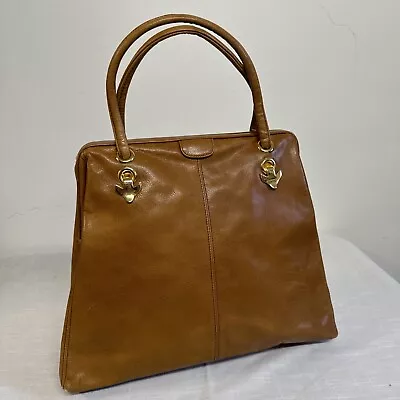 Stunning Vintage Rodo Italy Tan Leather Tote Bag Purse Gold Accents RARE PIECE! • $200