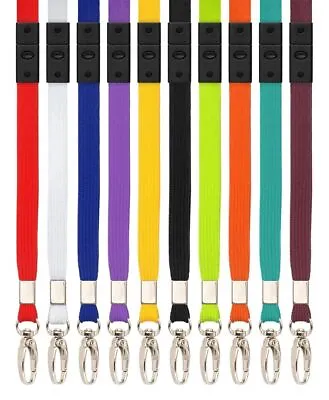 10x Premium BREAKAWAY Safety Lanyards And Swivel Metal Clip For ID Card Holder • £5.99