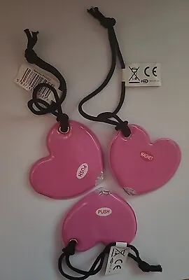 Heart Shaped Torch LED Magnetic Pink Plastic Carry Pocket Handbag Keyring X3 • £11.99