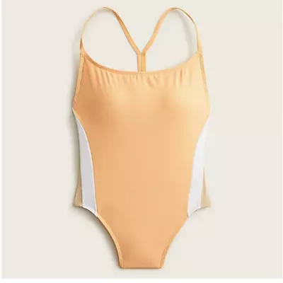 J.Crew Women's $118 Active Colorblock One Piece Swimsuit Cantaloups Size 6 BF083 • $27.50
