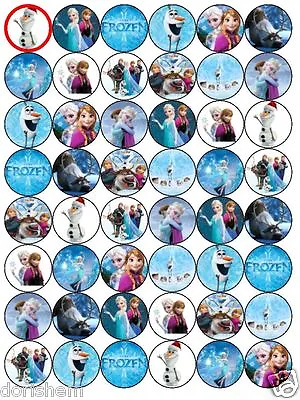 48 Edible Topper  FROZEN 3cm And A 20 Snowflakes 25mm  Icing/Wafer Paper • £2.49