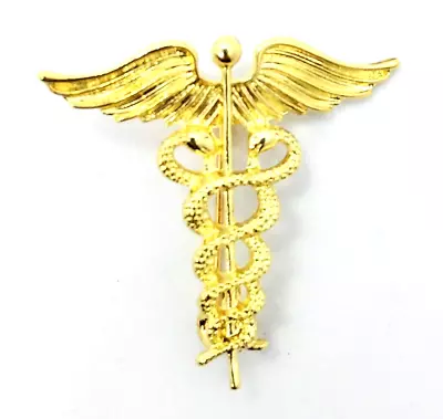 CADUCEUS MEDICAL PIN Golden Medicine/Health Staff Snake Symbol Gift Lapel Brooch • $3.15