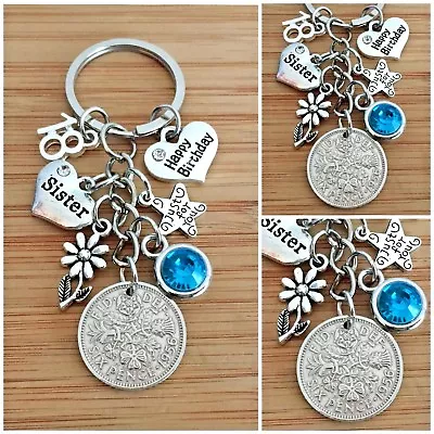 Sixpence Keyring Keepsake Gift Happy Birthday 18th 21st 30th 40th 50th 60th 70th • £6.99