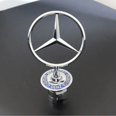 Mounted Star Front Hood Ornament Logo Badge Emblem For Mercedes-benz Chrome Blue • $17.79