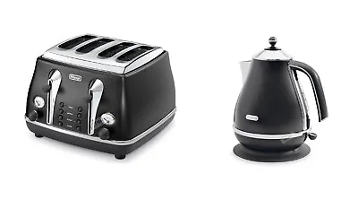 $289.99 • Buy Delonghi Icona Classic Black 1.7L Kettle + 4 Slice Toaster New