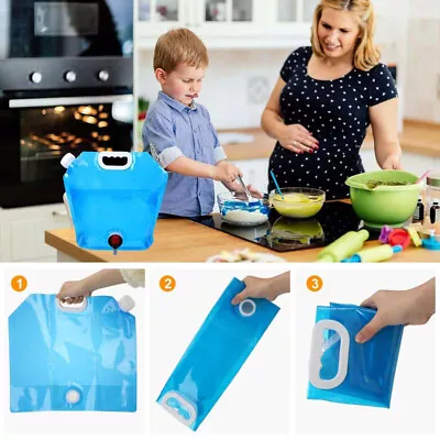 5L 10L Water Carrier Container Foldable Collapsible & Tap Camping Bottle Bag • £5.69