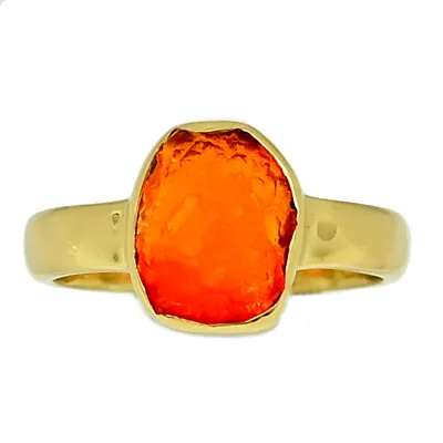 18K Gold Vermeil Natural Mexican Opal Rough Ring Jewelry S.7 CR36468 • $11.99